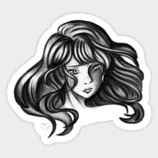 black & white cry Sticker